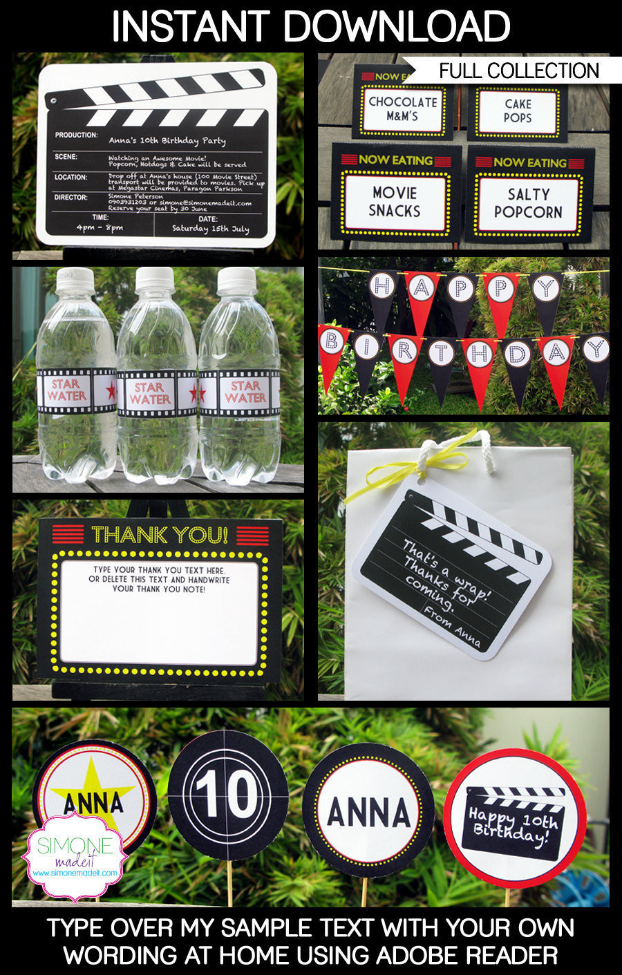 Movie Themed Birthday Party Invitations
 Movie Theme Party Invitations & Decorations full Printable