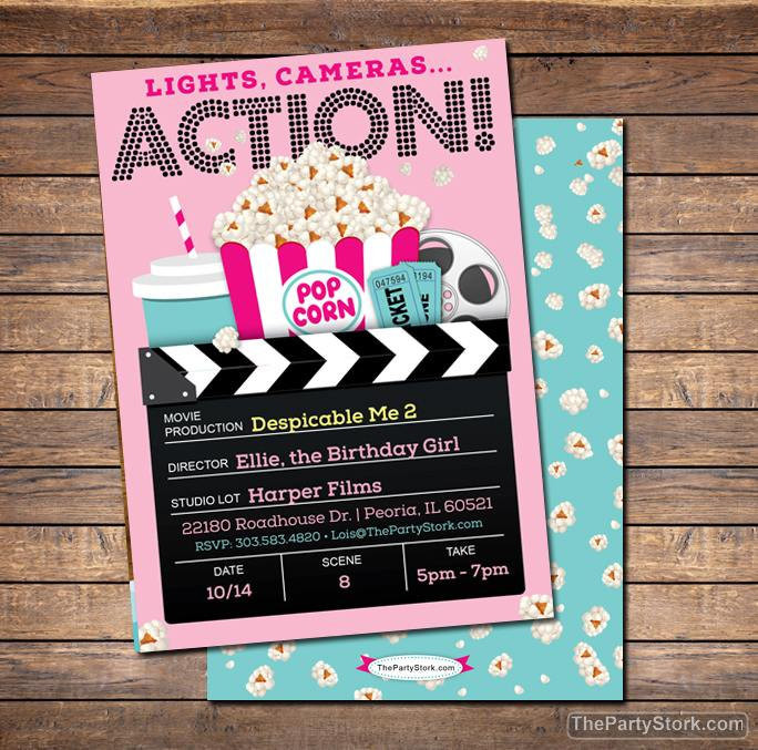 Movie Themed Birthday Party Invitations
 Movie Invitation Movie Party Invitation Printable Girls