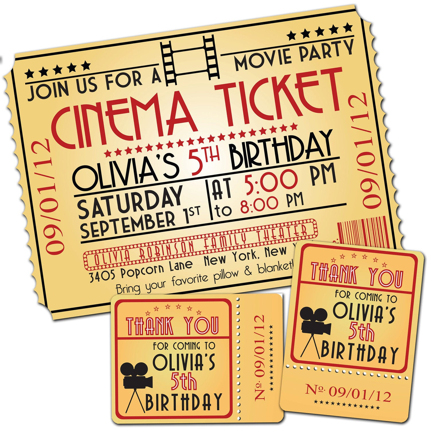 Movie Themed Birthday Party Invitations
 MOVIE NIGHT Birthday Party Themed Invitation & by PaperPartyCo