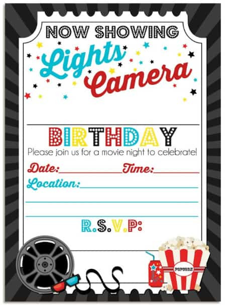 Movie Themed Birthday Party Invitations
 Ideas for a Movie Birthday Party Mom 6