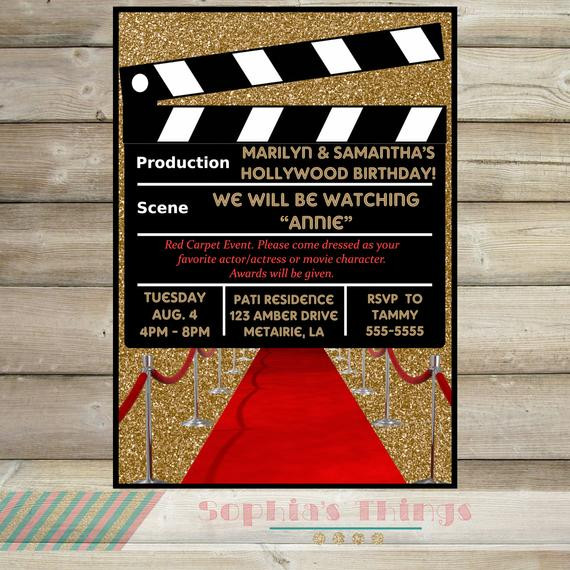 Movie Themed Birthday Party Invitations
 Movie Party Invitation Hollywood Movie Birthday Party