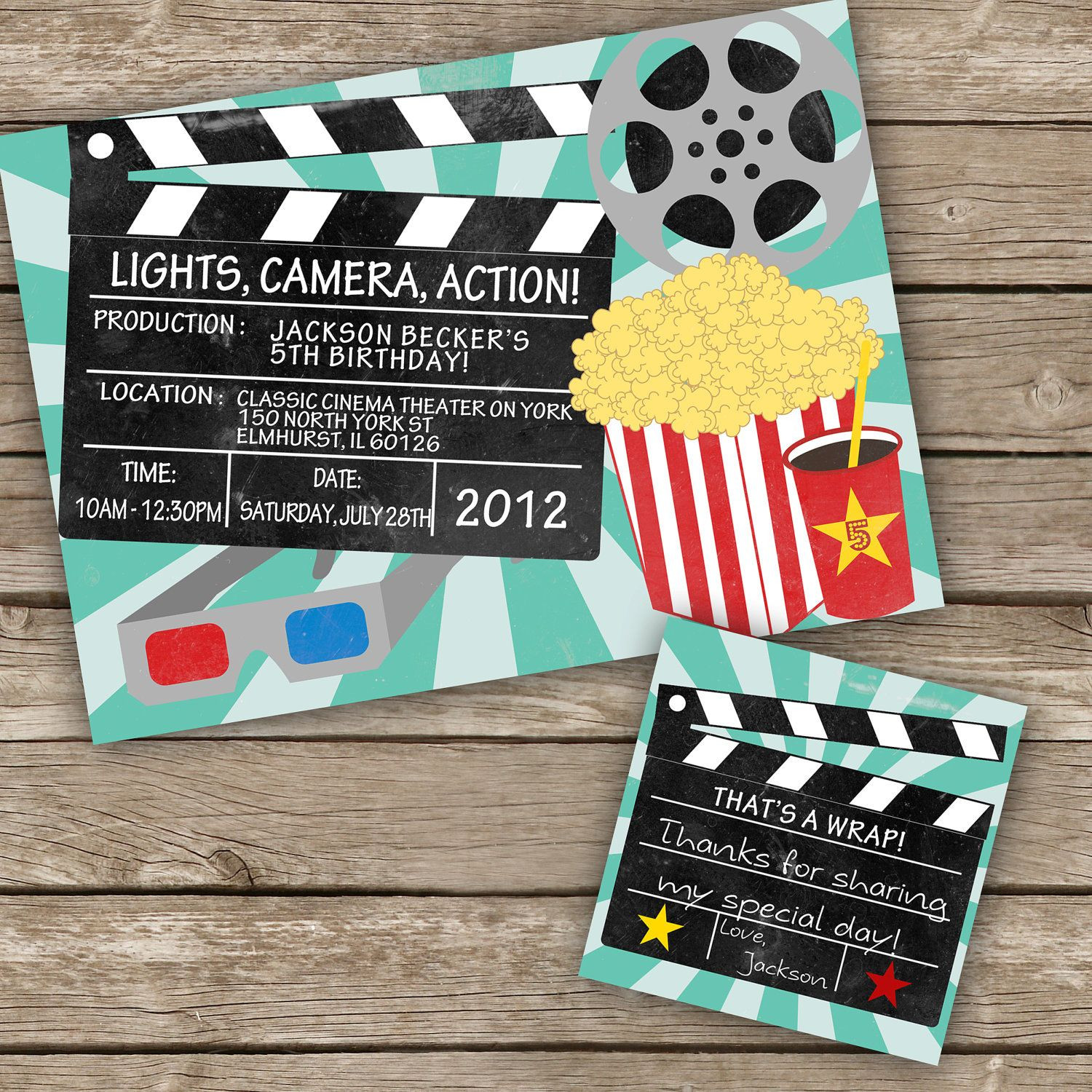 Movie Themed Birthday Party Invitations
 Movie theme party Printable DIY Movie Night Invitation by