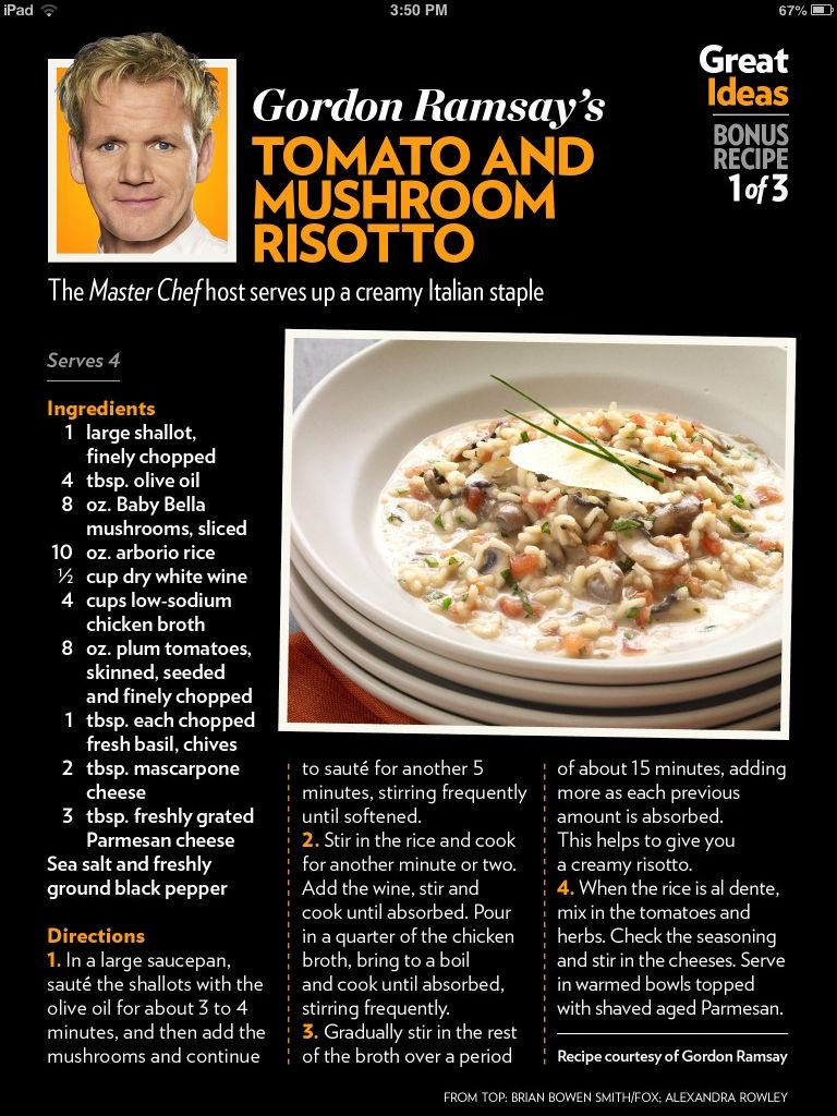 Mushroom Risotto Recipe Gordon Ramsay
 Tomato and Mushroom Risotto by Gordon Ramsay