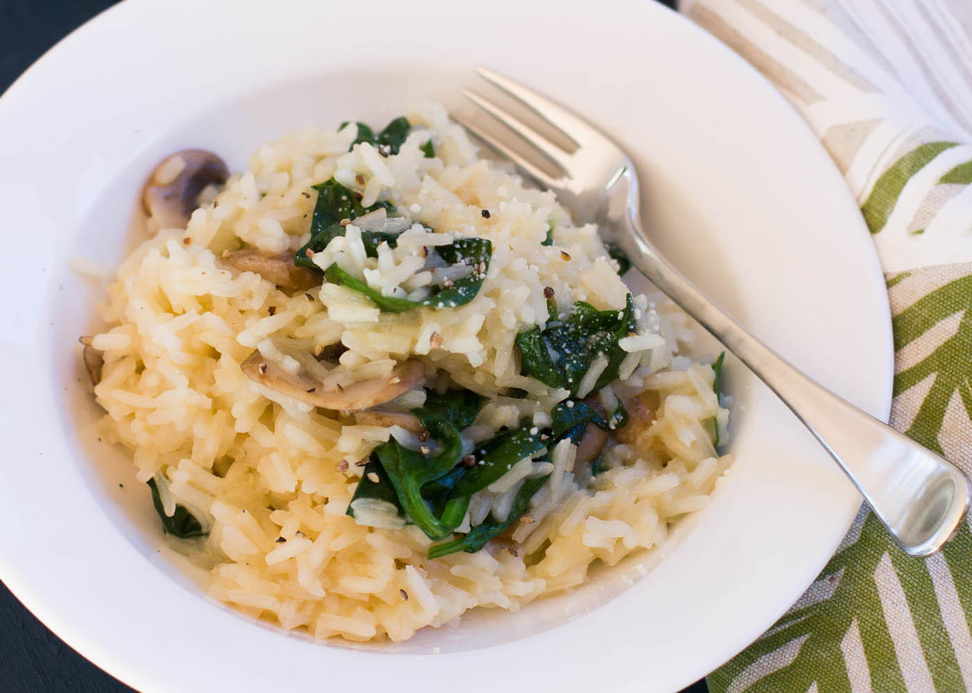 Mushroom Spinach Risotto
 Mushroom and spinach risotto
