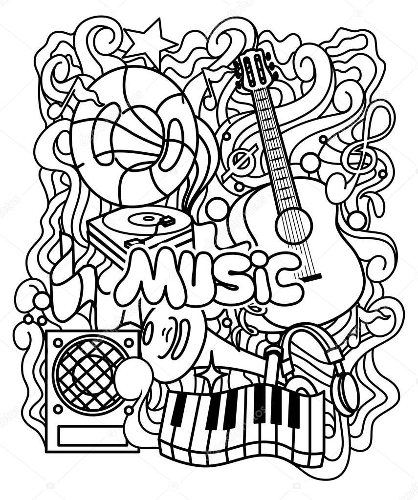 Music Coloring Pages For Kids
 Zen tangle musical ornament for coloring page or relax