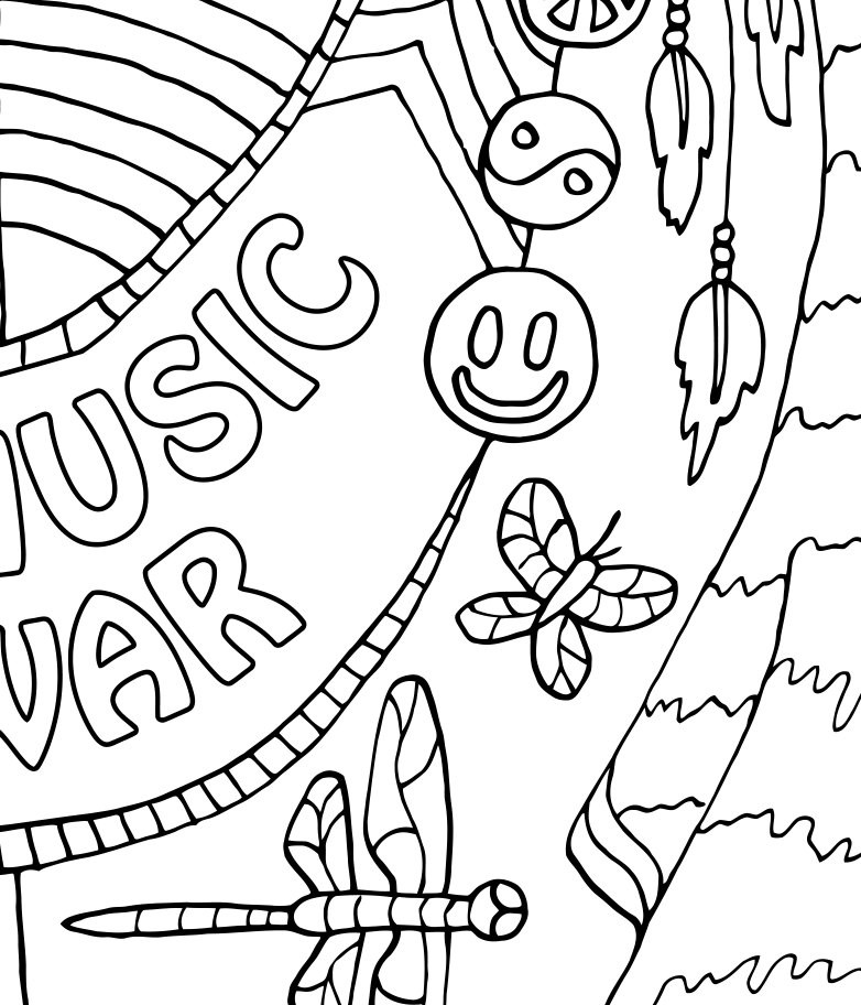 Music Coloring Pages Printable
 Coloring Page for Adults Make Music Printable by CandyHippie