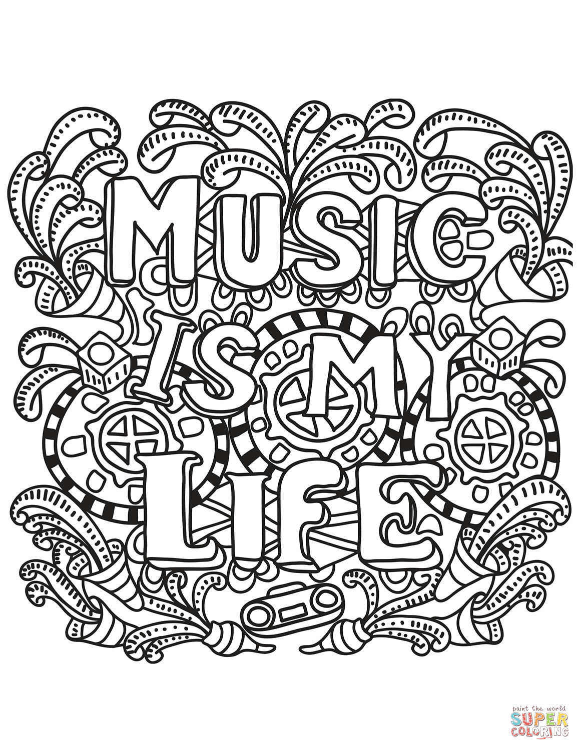 Music Coloring Pages Printable
 Music is My Life coloring page