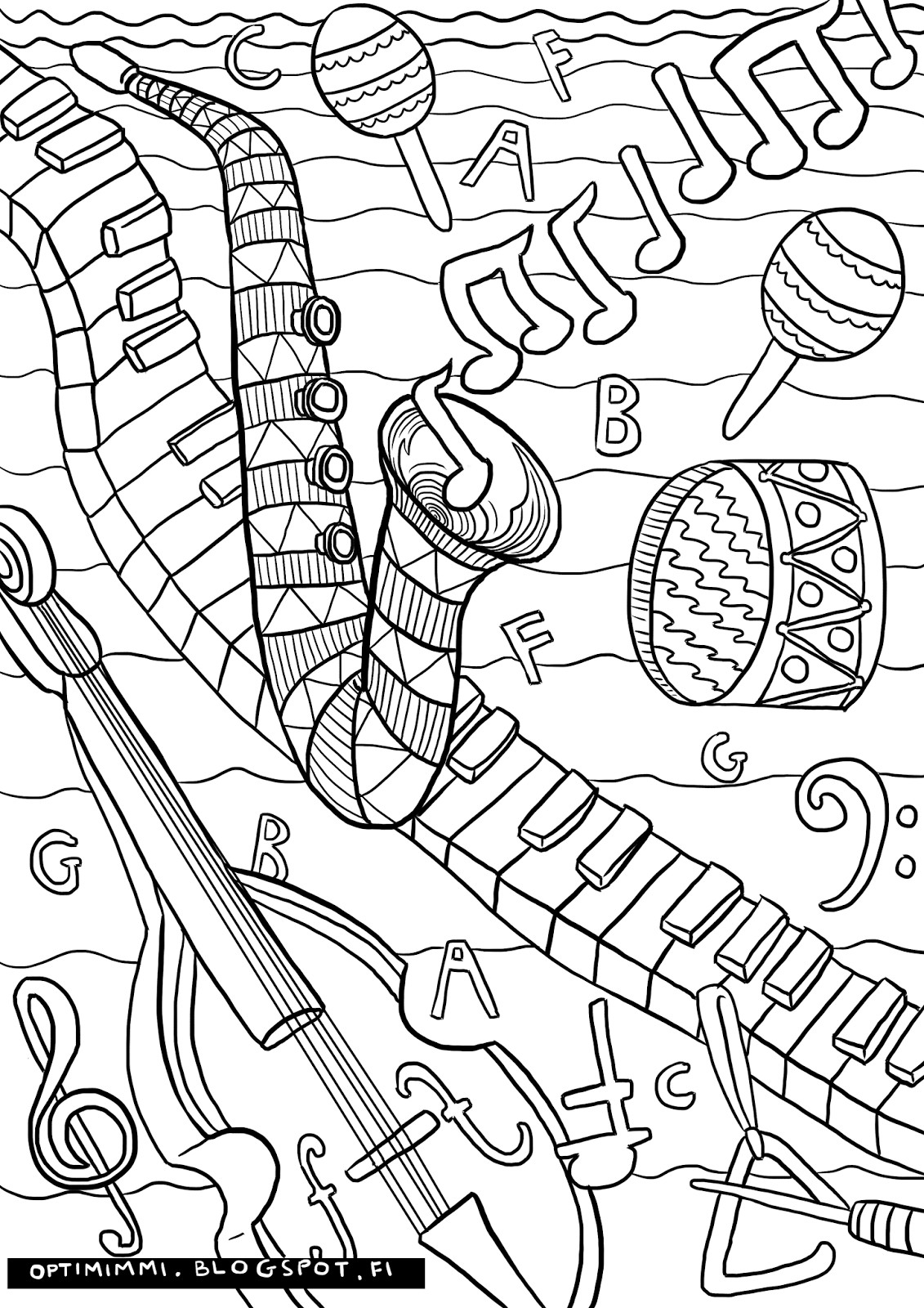 Music Coloring Pages Printable
 OPTIMIMMI 2016 Coloring pages 2016 Värityskuvat