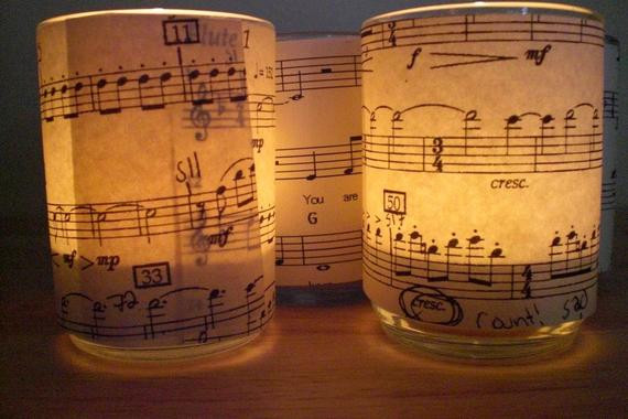 Music Crafts For Adults
 Sheet Music Tea Light Candle Holders Set of 4