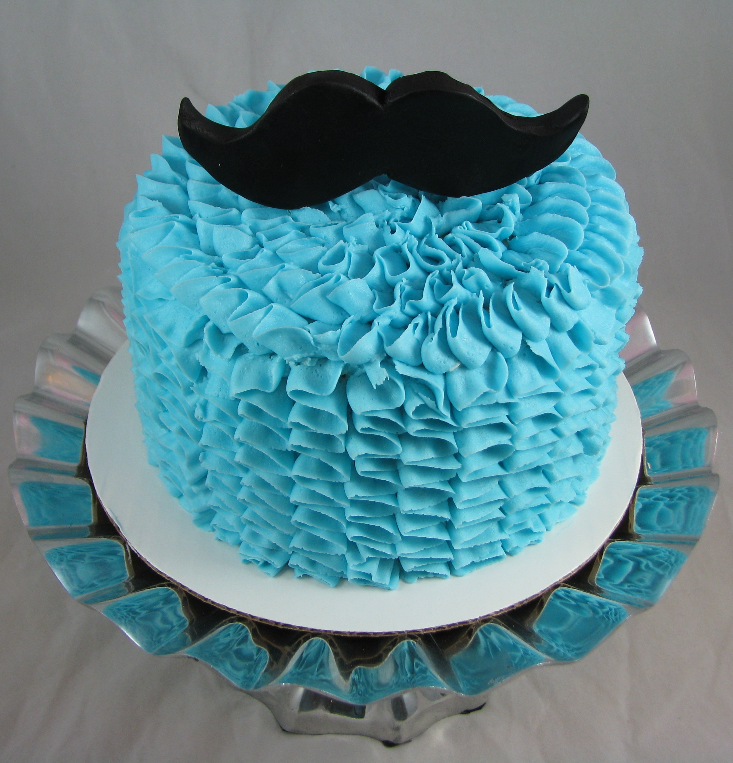 Mustache Birthday Cakes
 Blue Ruffle Mustache Cake CakeCentral