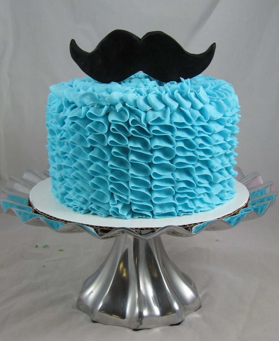 Mustache Birthday Cakes
 Blue Ruffle Mustache Cake CakeCentral