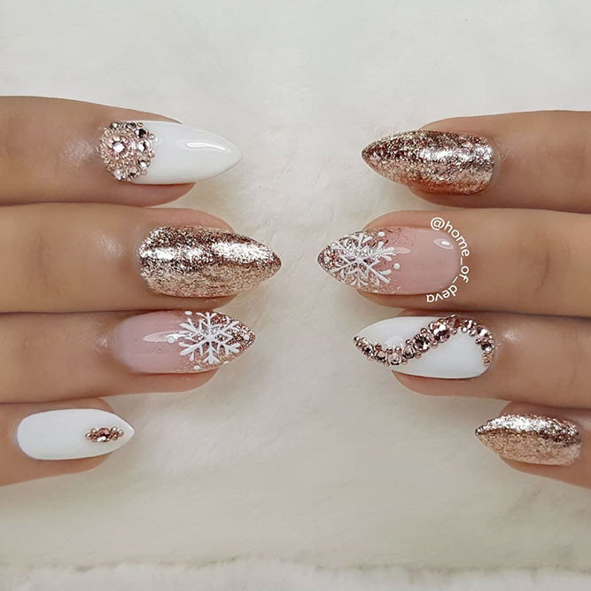 Nail Designs With Rhinestones And Glitter
 50 Christmas Nails Designs For Much Joy