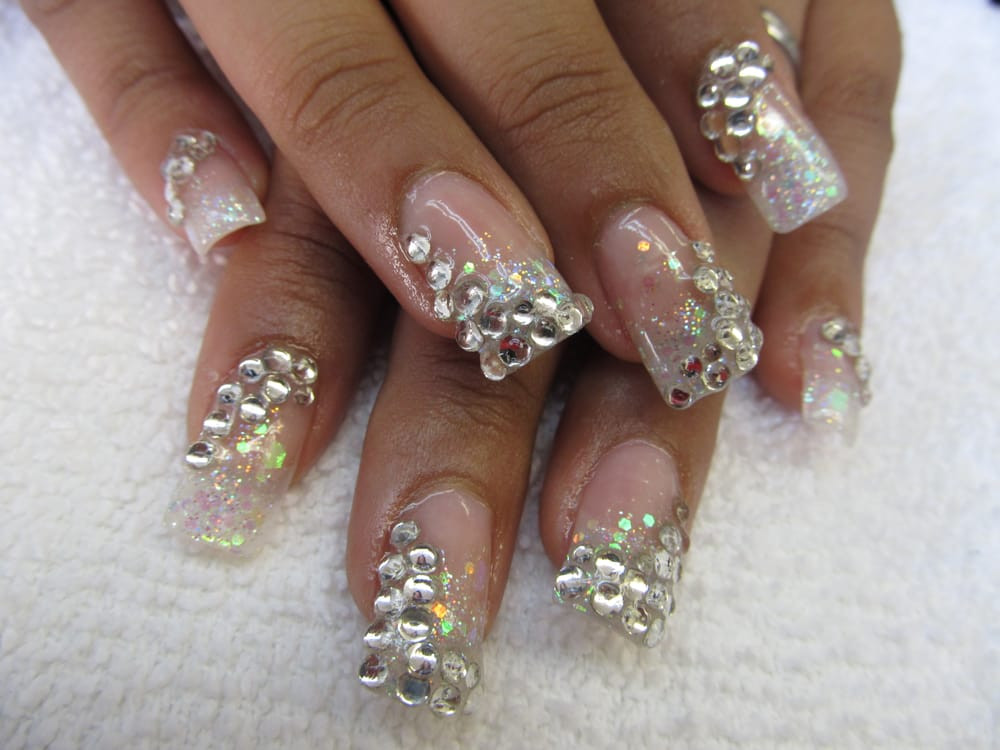 Nail Designs With Rhinestones And Glitter
 glitter powder rhinestone nail design