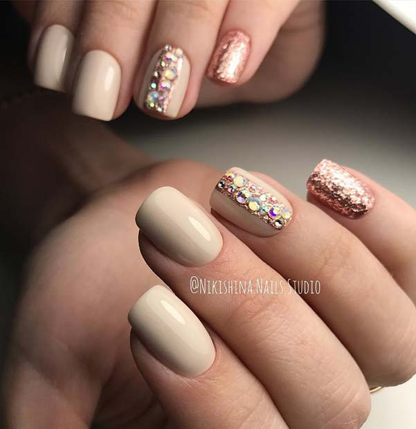 Nail Designs With Rhinestones And Glitter
 41 Elegant Nail Designs with Rhinestones