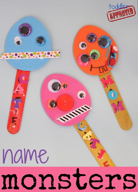 Name Crafts For Kids
 Toddler Approved Name Monster Puppets