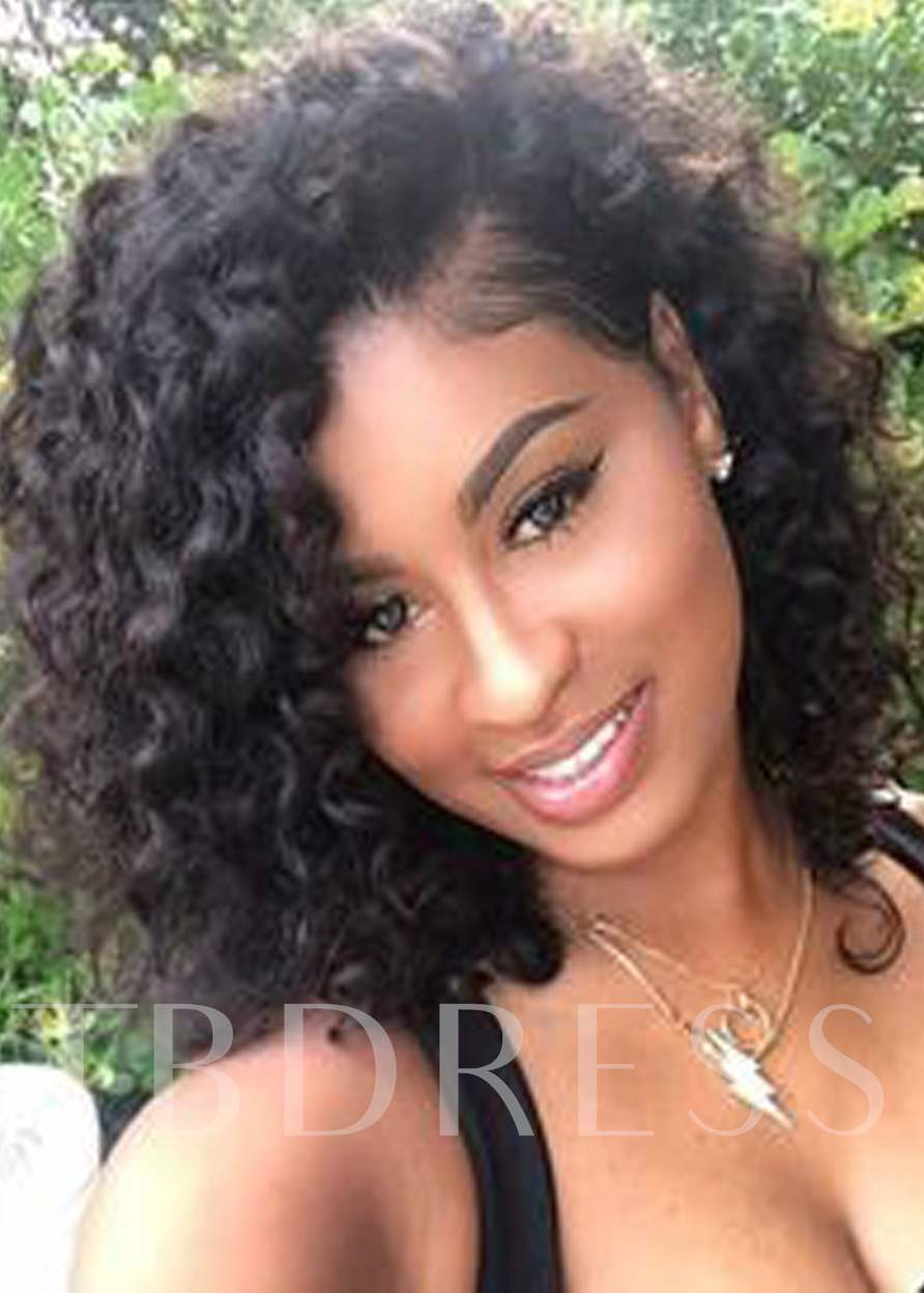 Natural Black Curly Hairstyles
 Kinky Curly Natural Black Loose Medium Layered Synthetic