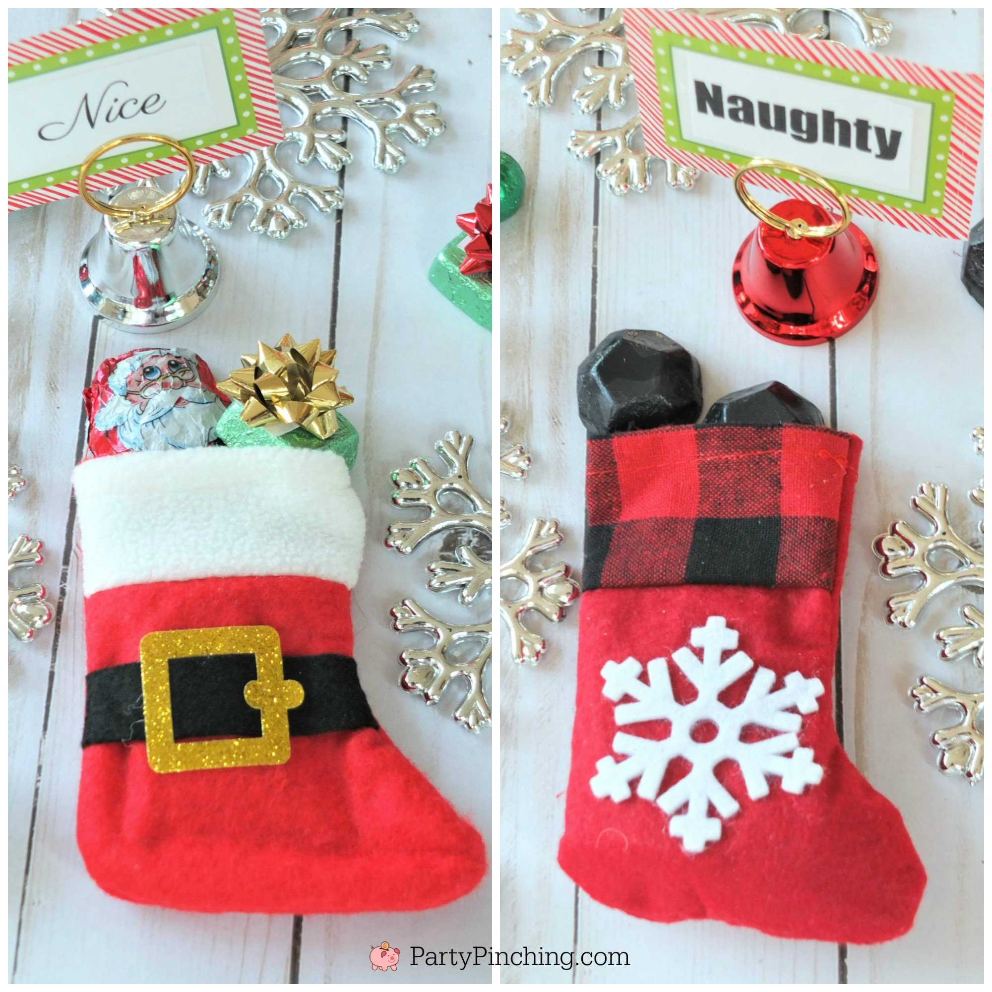 Naughty Or Nice Christmas Party Ideas
 Naughty or Nice Christmas treats candy coal in stocking