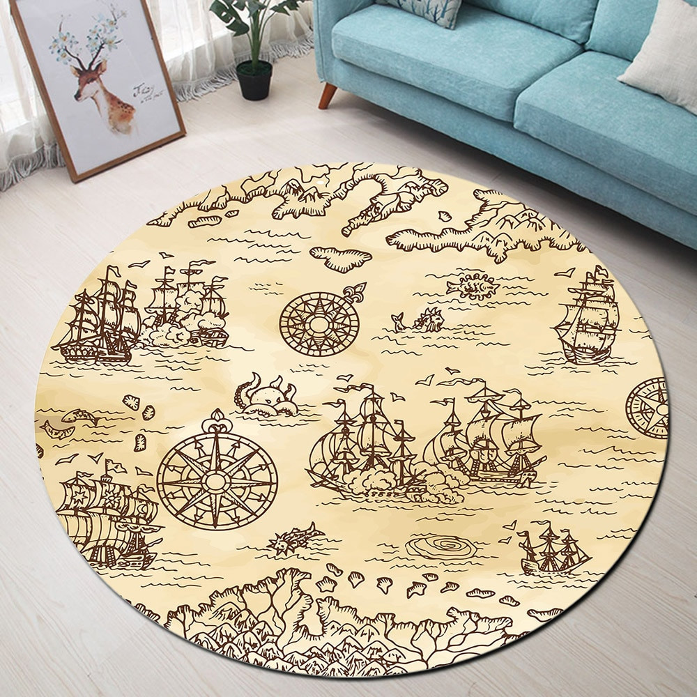 Nautical Rugs For Living Room
 Vintage Nautical Ship Round Rugs And Carpets for Kids Baby
