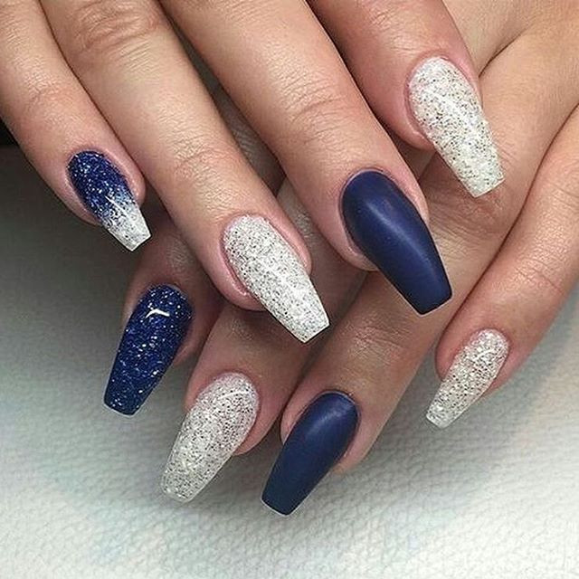 Navy Blue Glitter Nails
 Elegant navy blue nail colors and designs for a Super