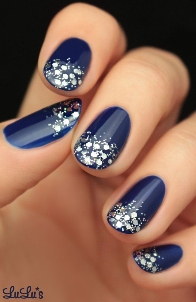 Navy Blue Glitter Nails
 Navy nail art With images