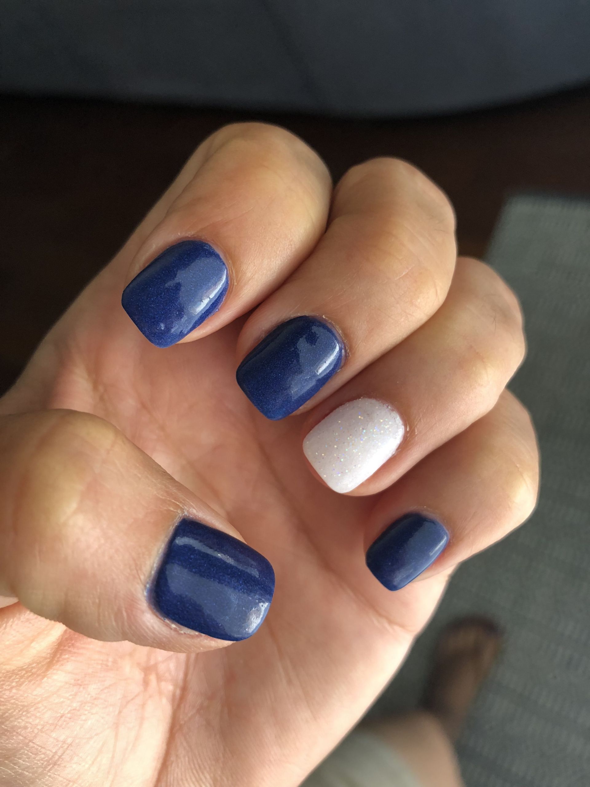 Navy Blue Glitter Nails
 Navy blue nails sparkle nail glitter nails 4th of July