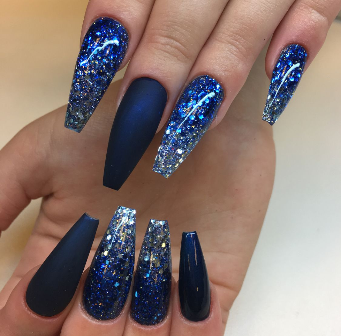 Navy Blue Glitter Nails
 pin shesoglorious in 2019