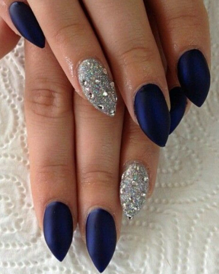 Navy Blue Glitter Nails
 Best 25 Dark blue nails ideas on Pinterest
