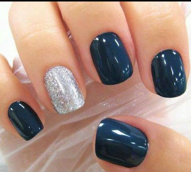 Navy Blue Glitter Nails
 Navy blue & glitter nails Toe&NAiL PRETTiES