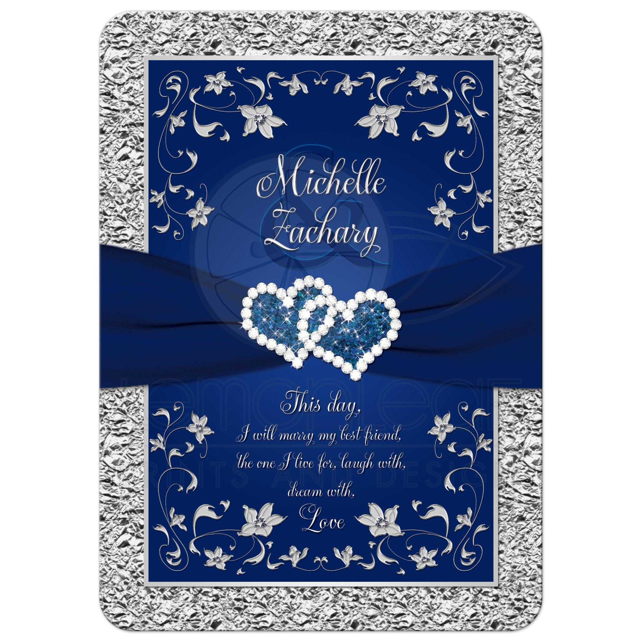 Navy Blue Wedding Invitations
 Wedding Invitation Navy Blue Silver