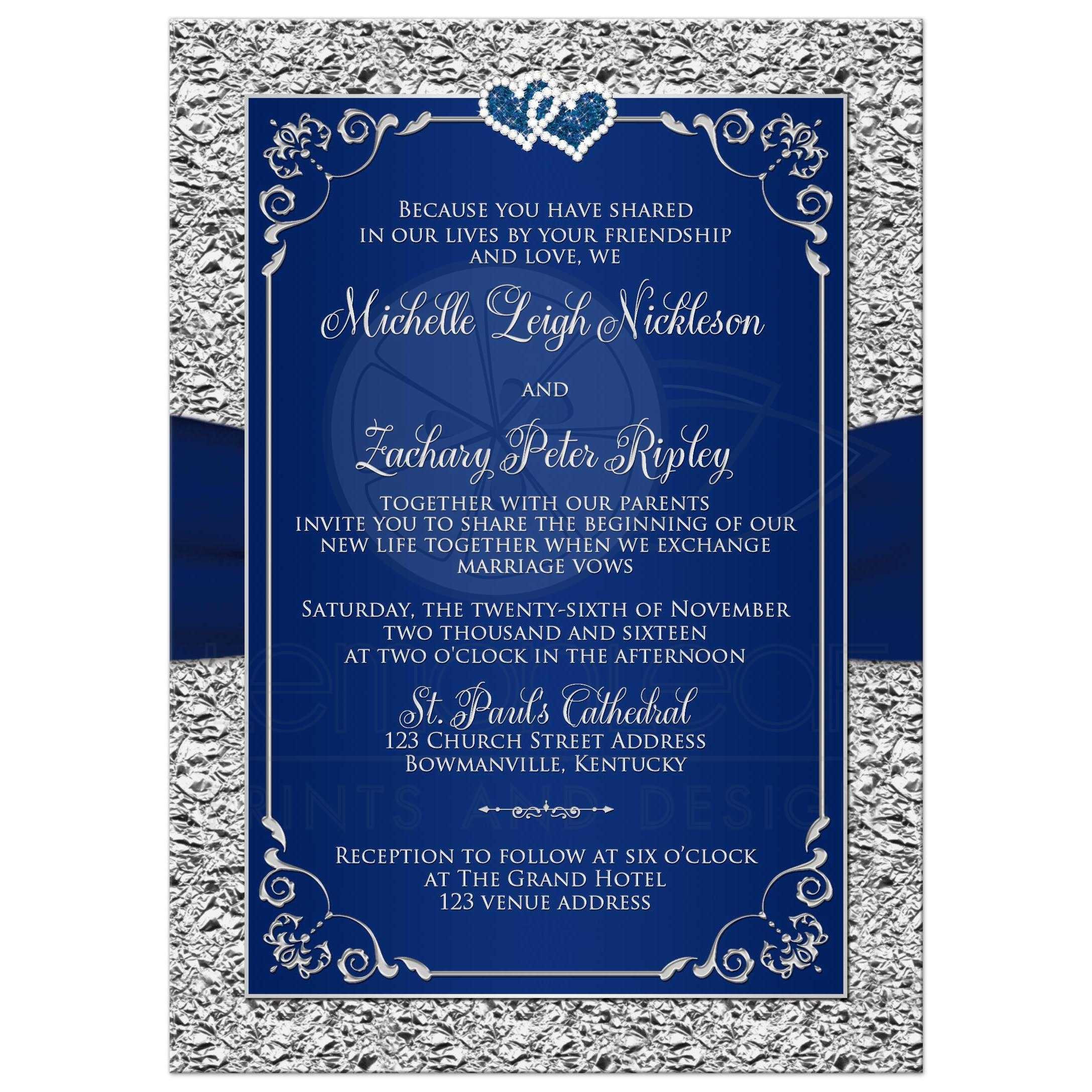 Navy Blue Wedding Invitations
 Wedding Invitation Navy Blue Silver