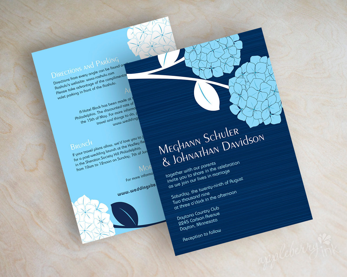 Navy Blue Wedding Invitations
 Hydrangea wedding invitations navy blue wedding invitations