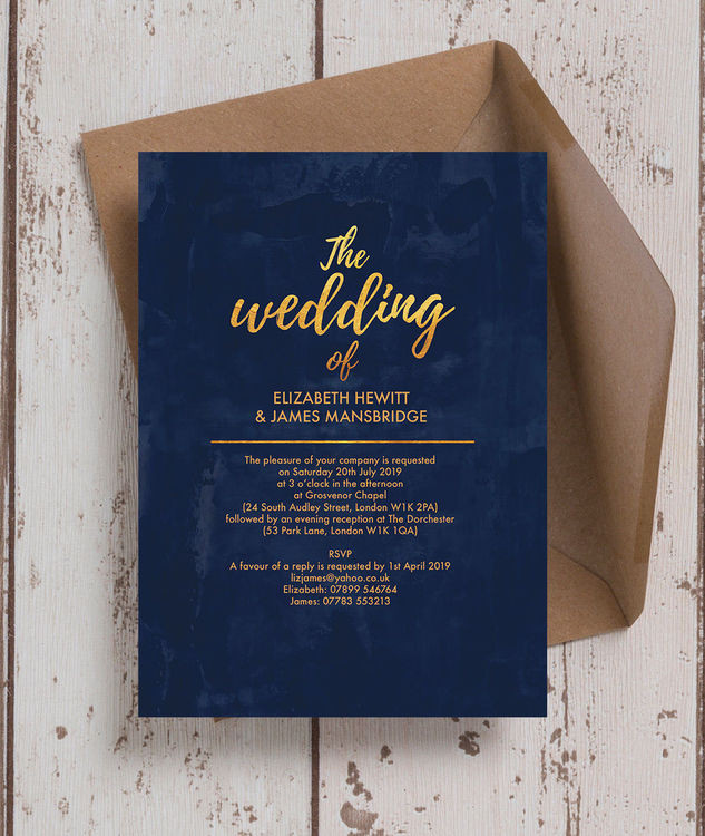 Navy Blue Wedding Invitations
 Navy & Gold Wedding Invitation from £1 00 each