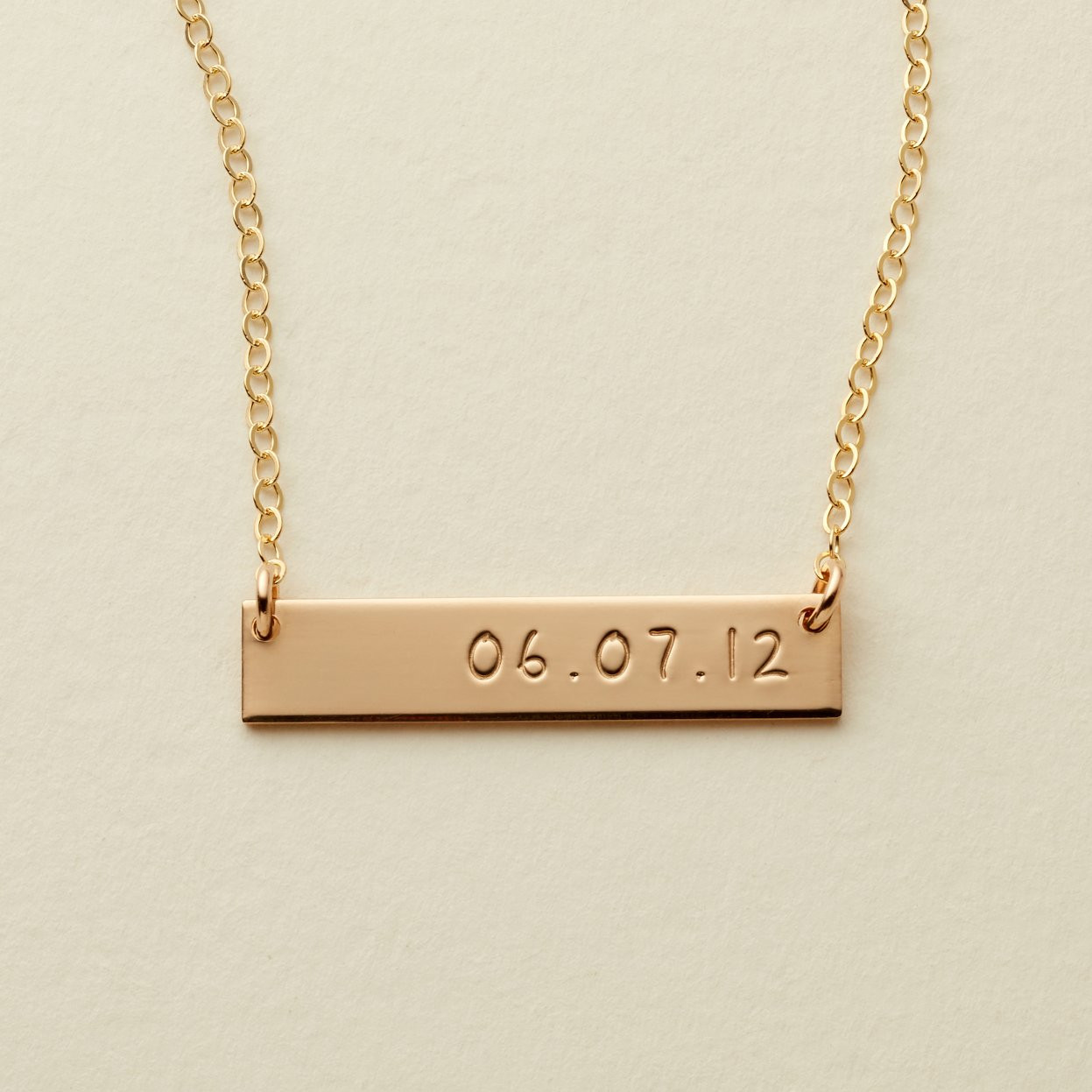 Necklace With Date
 Date Bar Necklace Personalized Bar Necklace