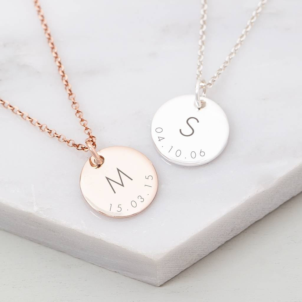 Necklace With Date
 personalised initial and date necklace by bloom boutique