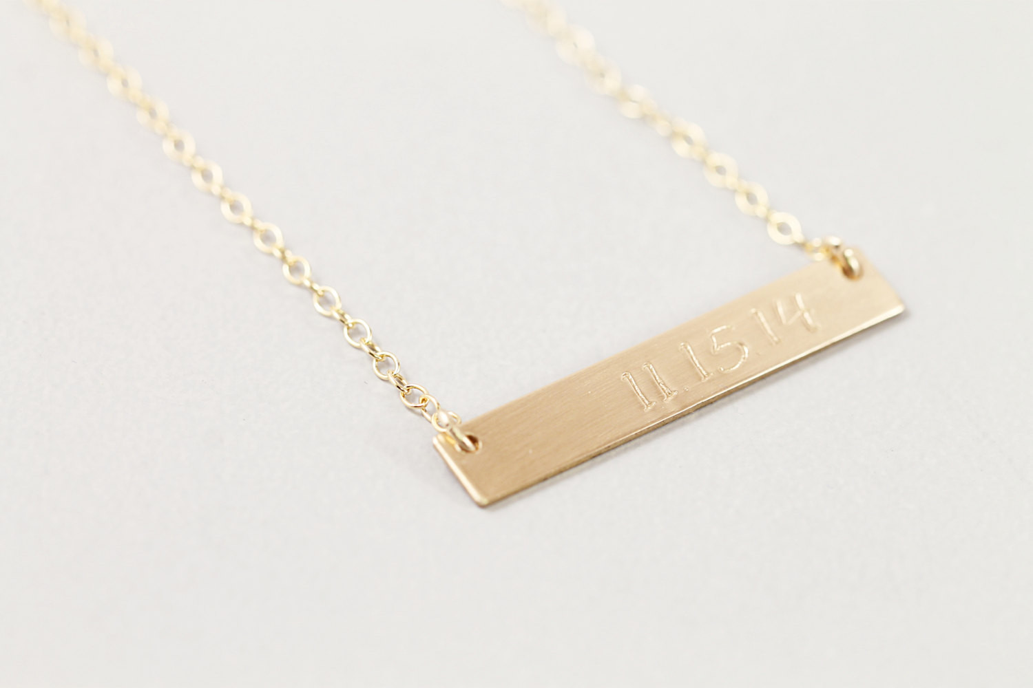 Necklace With Date
 Personalized date necklace gold filled engraved bar by