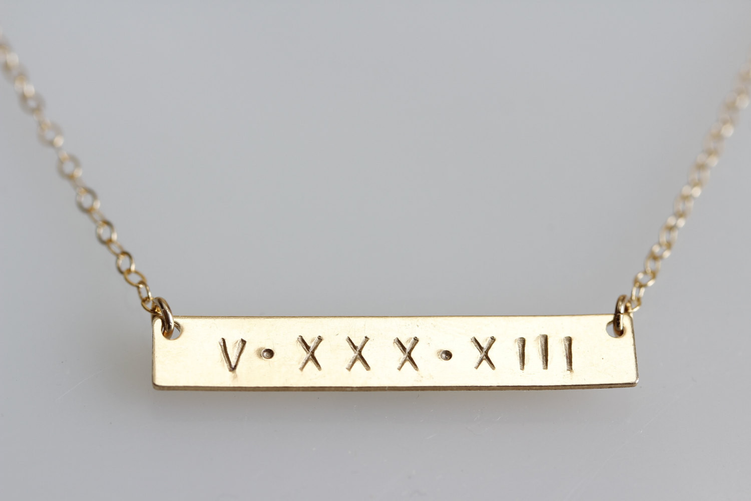 Necklace With Date
 Wedding Date Necklace Gold Bar Necklace Roman Numeral
