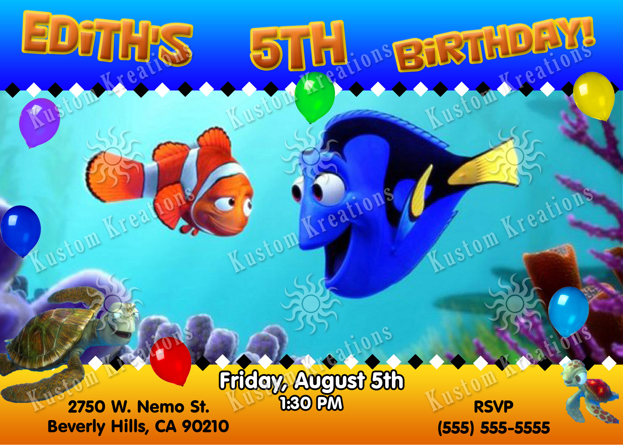 Nemo Birthday Invitations
 Finding Dory Birthday Invitations