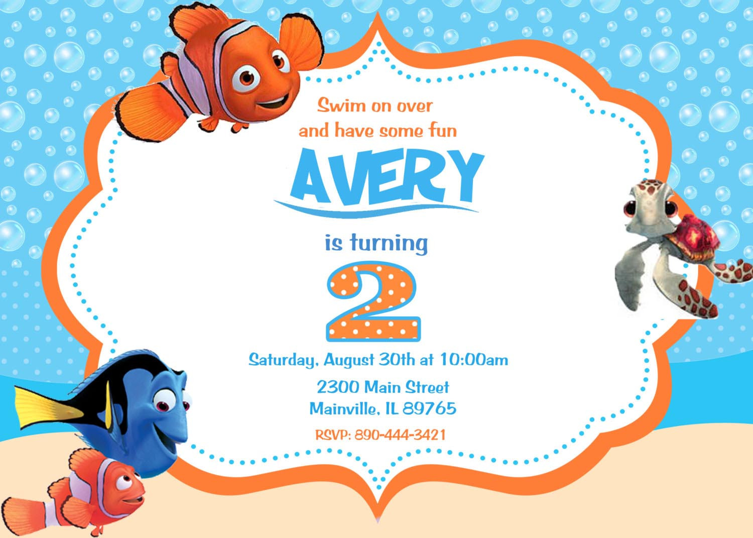 Nemo Birthday Invitations
 Finding Nemo Birthday Party Invitations