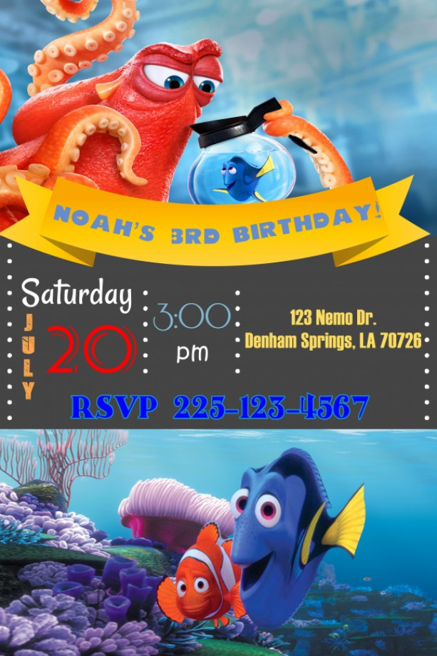 Nemo Birthday Invitations
 Finding Nemo Birthday Invitation