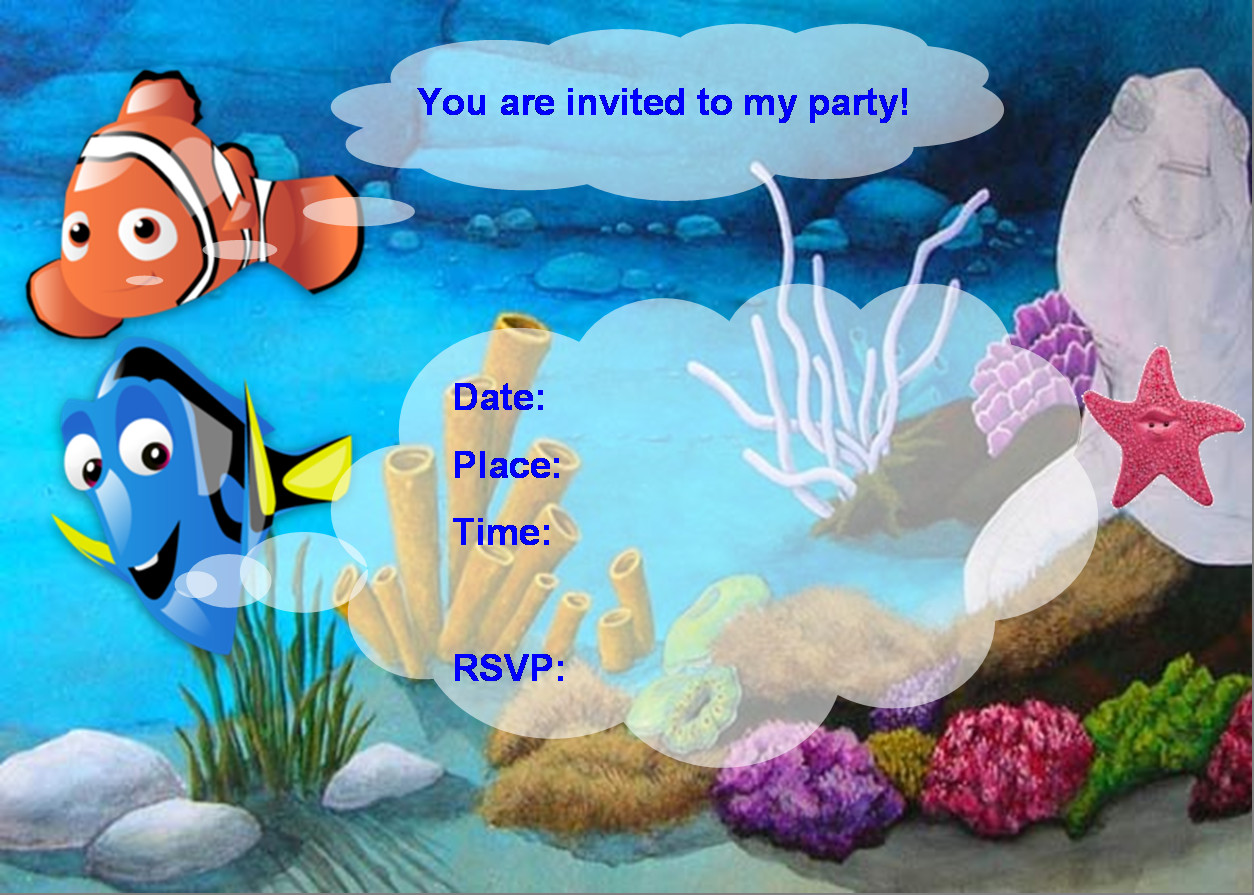 Nemo Birthday Invitations
 Finding Nemo Birthday Party Invitation FREE PDF