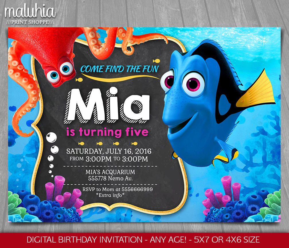 Nemo Birthday Invitations
 Finding Dory Invitation Finding Nemo Invite Disney Pixar