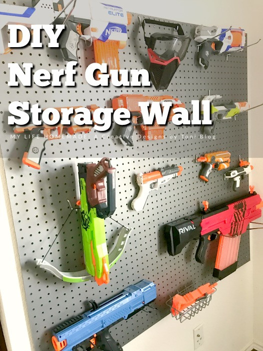 Nerf Gun Rack DIY
 my life homemade DIY Nerf Gun Storage Wall