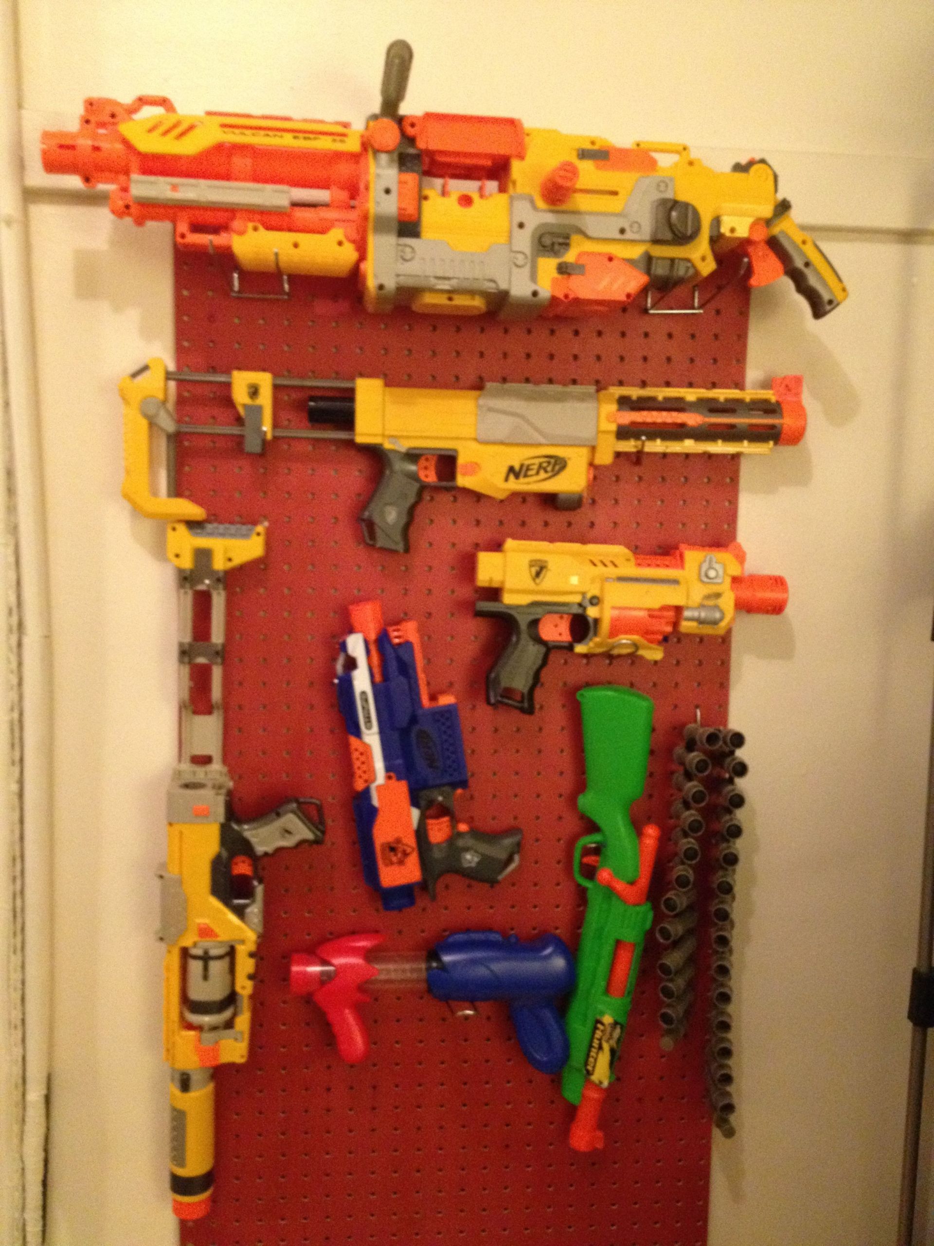 Nerf Gun Rack DIY
 Diy nerf gun peg board gun rack organizer