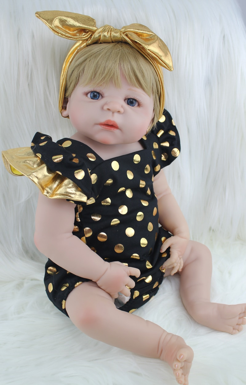 Newborn Baby Dolls With Hair
 22" Full Silicone Body Reborn Girl Baby Doll Toys 55cm