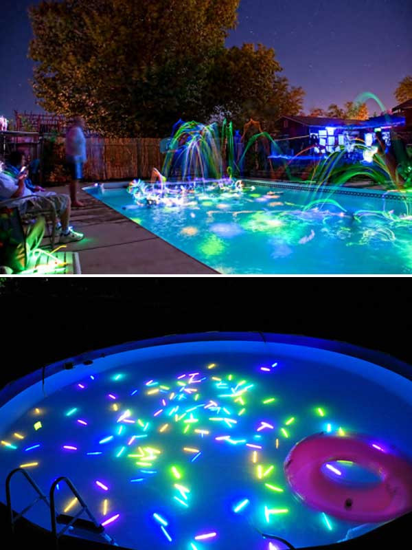 Night Pool Party Ideas
 Top 21 Easy and Fun Ideas with Glowing Sticks