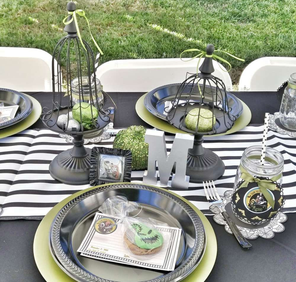 Nightmare Before Christmas Baby Shower Party Ideas
 Place setting at a Nightmare Before Christmas baby shower