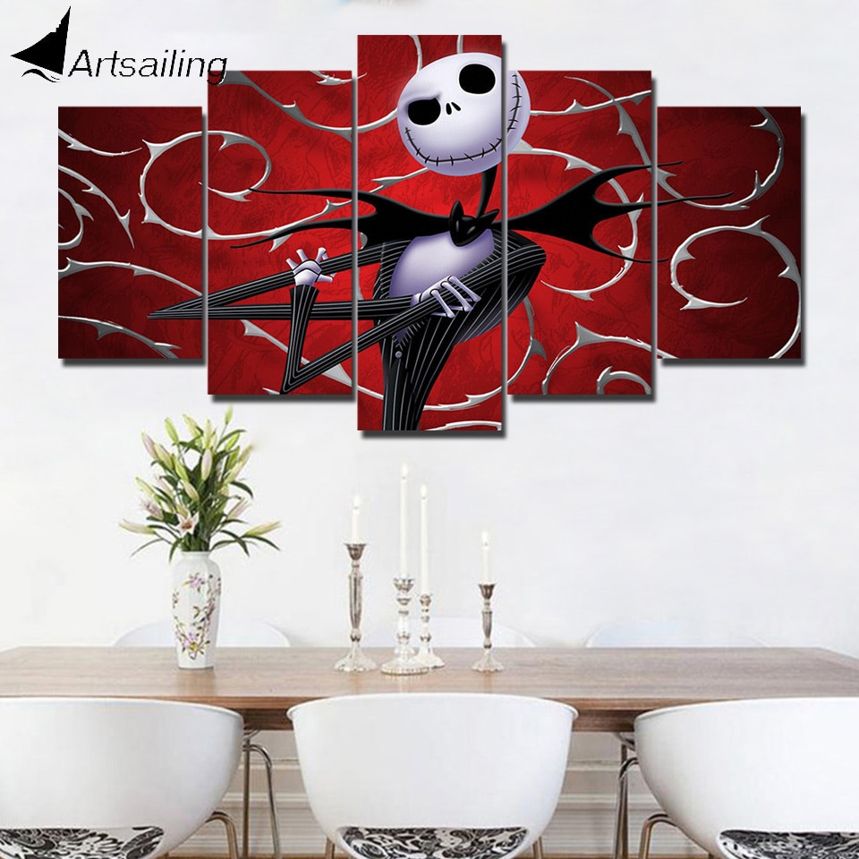 Nightmare Before Christmas Wall Art
 ArtSailing HD print 5 piece canvas art abstract Nightmare