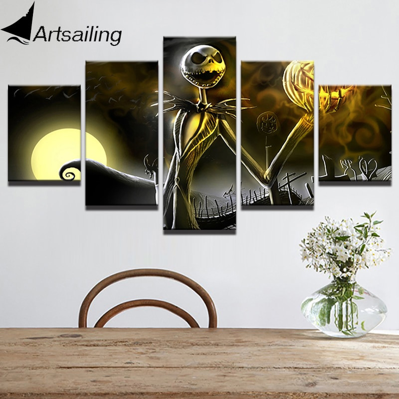 Nightmare Before Christmas Wall Art
 HD Print 5 Piece Canvas art nightmare before Christmas