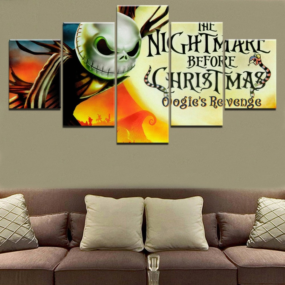 Nightmare Before Christmas Wall Art
 Wall Art Canvas Painting 5 Pieces Movie The Nightmare