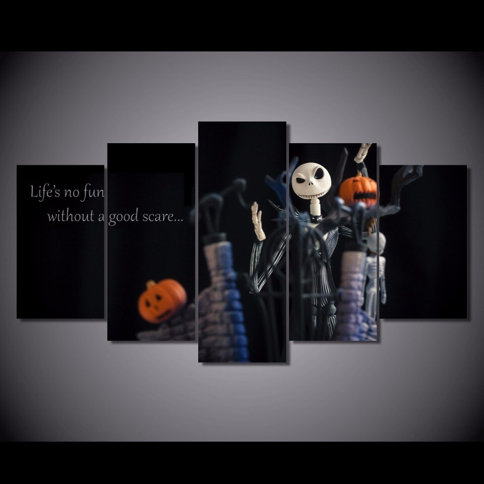 Nightmare Before Christmas Wall Art
 5 Pcs Set Framed HD Printed Halloween Nightmare Before